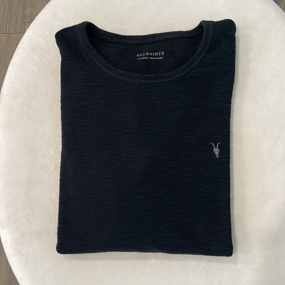 All Saints Men’s Black Knitted T-Shirt X-Large